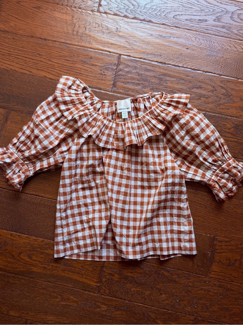 doen-inspired 100% cotton check gingham top by industry, xs 
no tags, never worn